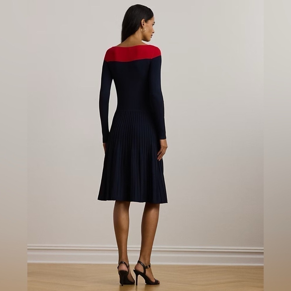 LAUREN RALPH LAUREN Two Tone Pointelle Knit Dress Size XXL NWT - Picture 2 of 9